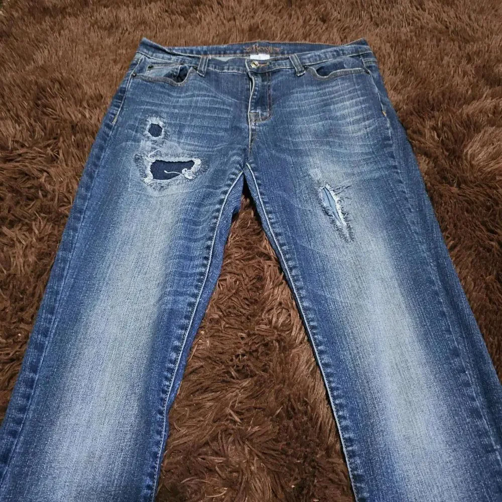 Revolt Distressed Skinny Jeans Size 5 - Picture 2 of 9